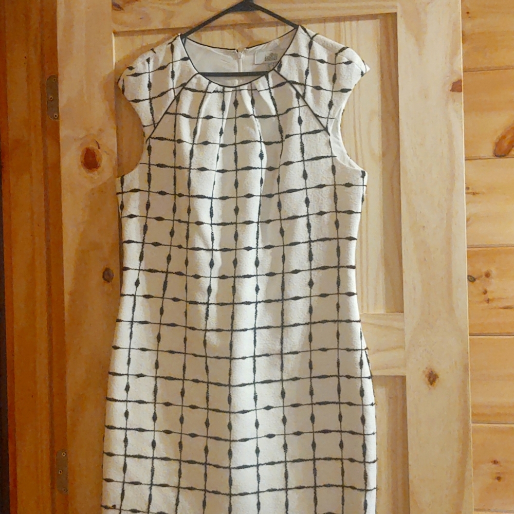 Badgley Mischka Black and Cream Midi Dress